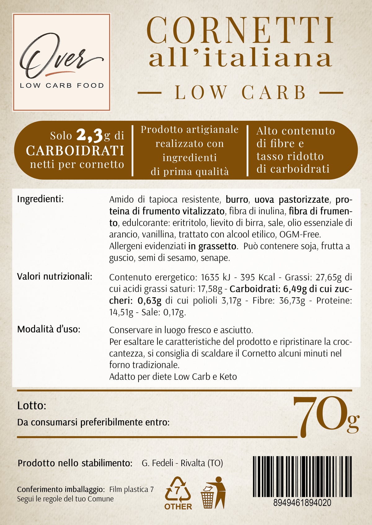 Italiensk-inspireret low carb-croissant - 70g