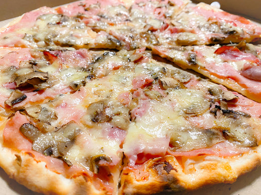 Base pizza low carb + prosciutto e funghi