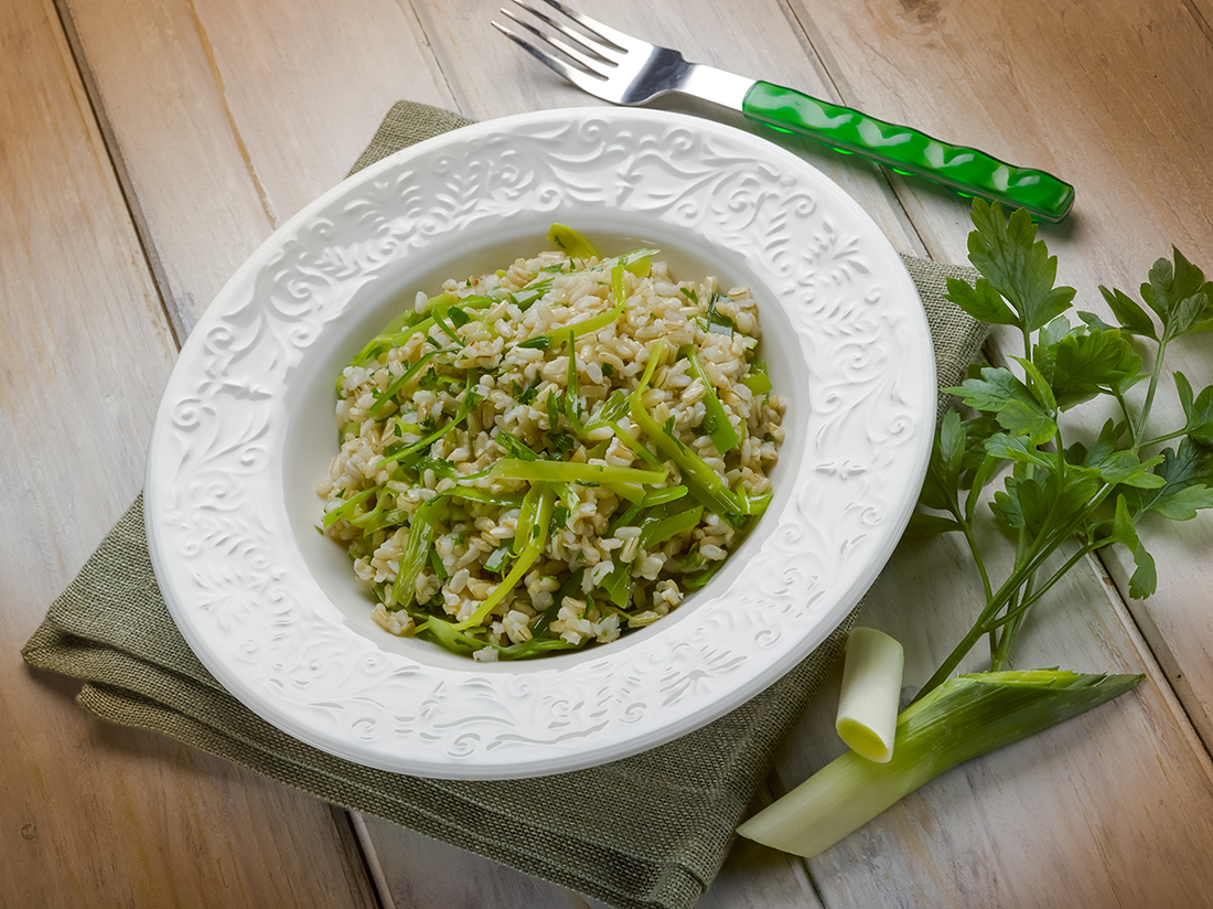 Risoni Low Carb “risottati” con crema di zucchine, Parmigiano e basilico