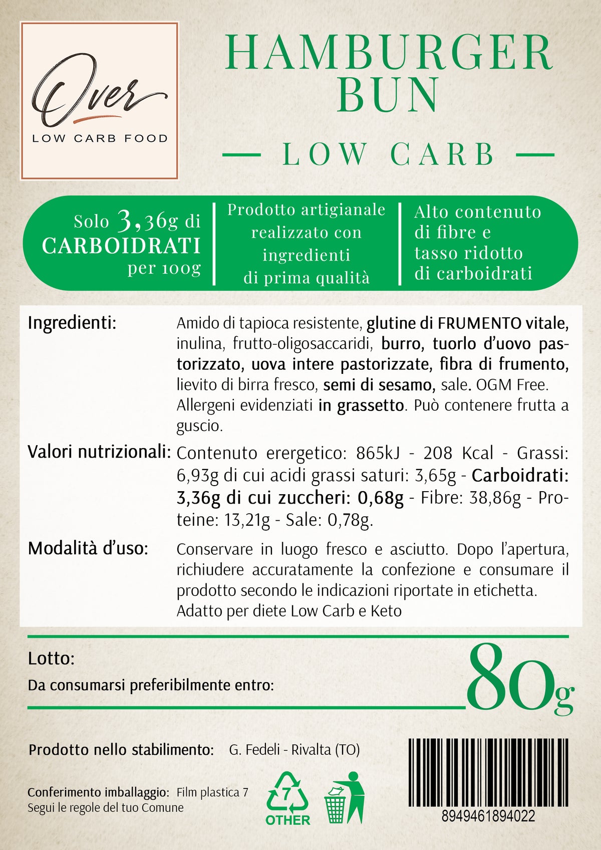 Hamburger Bun Low Carb – 80 g