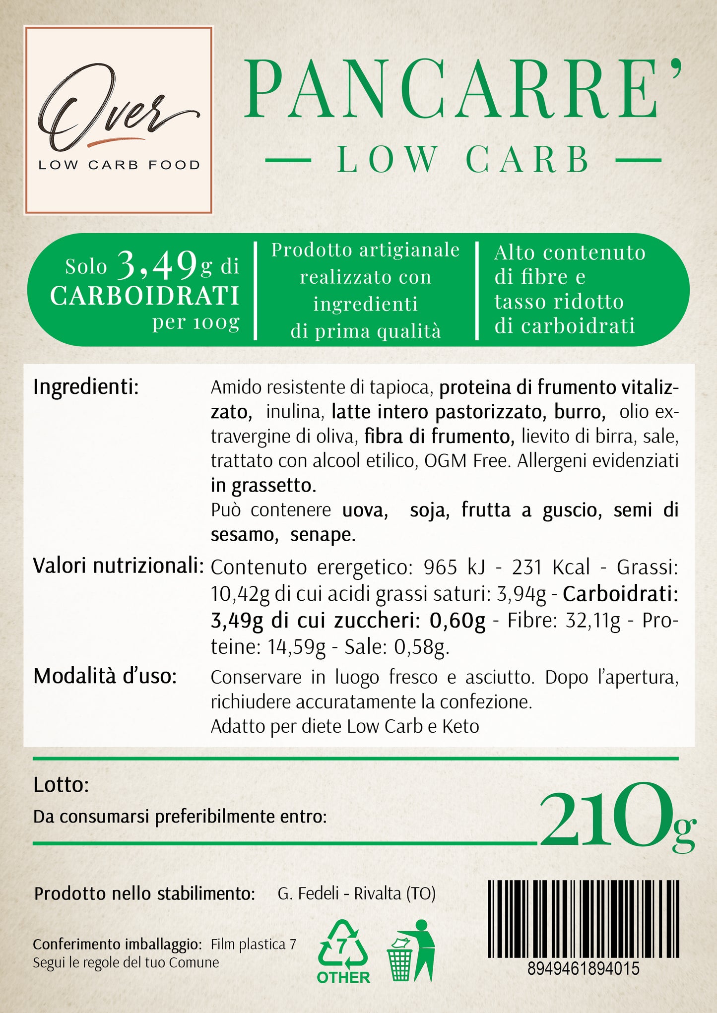 Pancarrè Low Carb – 210 g