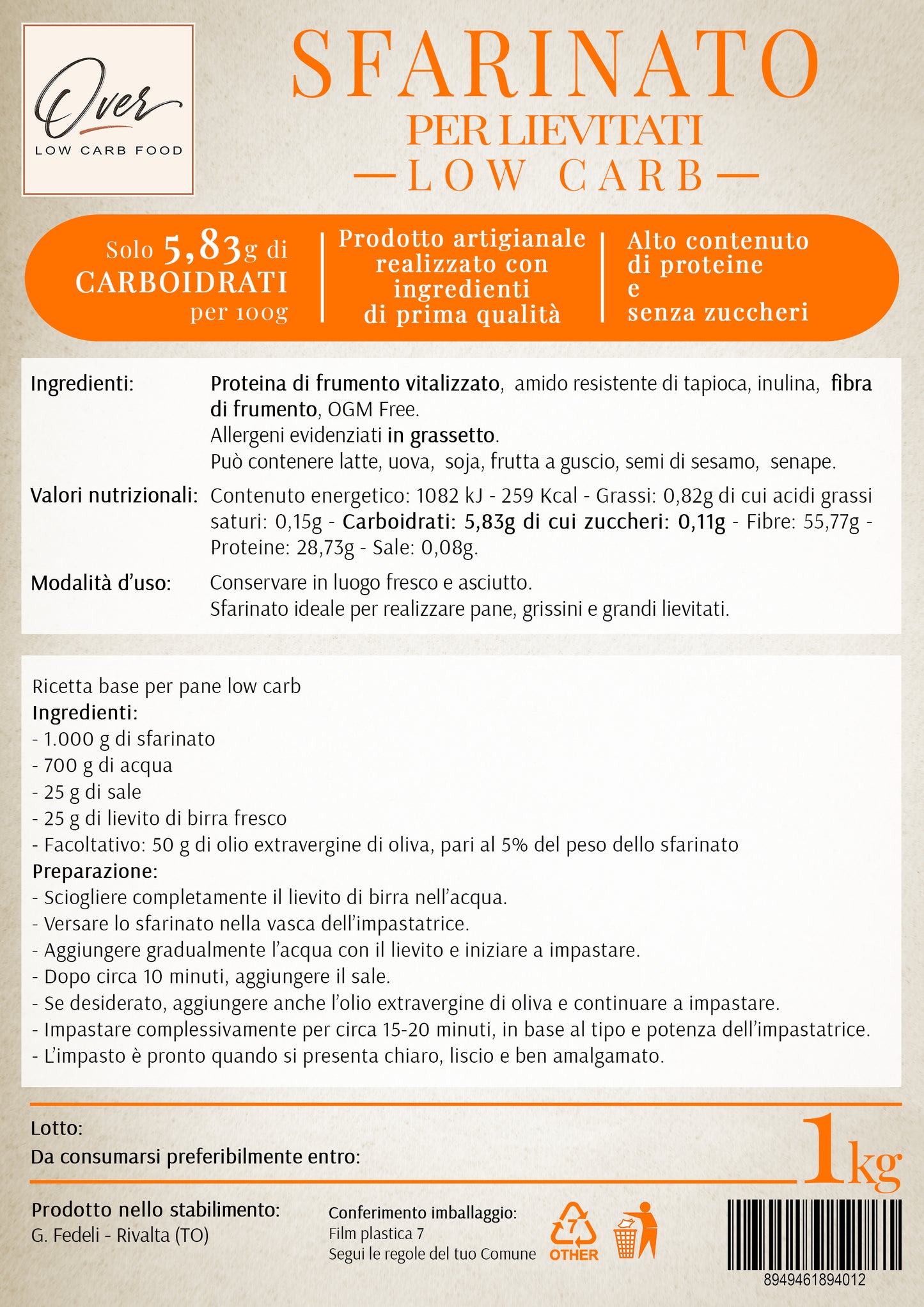 SFARINATO LOW CARB PER LIEVITATI - 1000 g