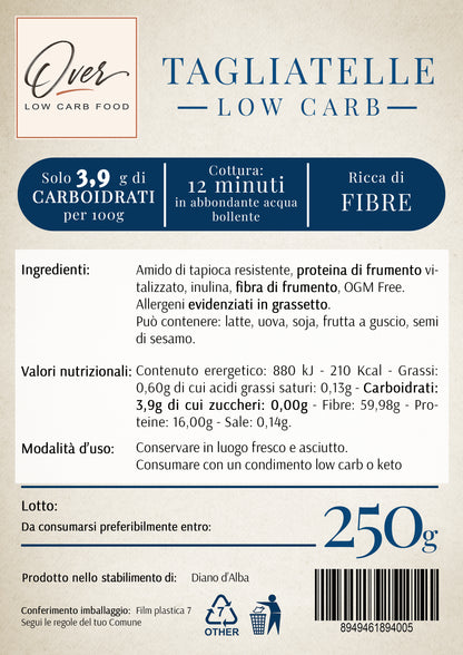 TAGLIATELLE Low Carb Artigianali - 250g