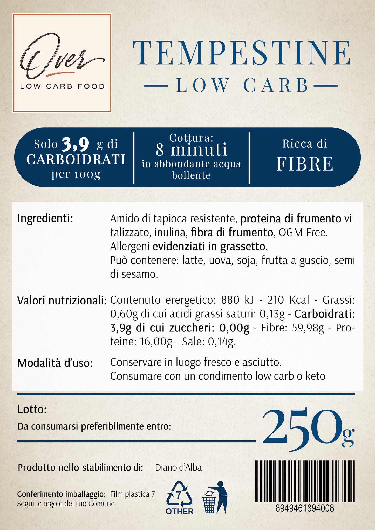 TEMPESTINE Low Carb Artigianali - 250g